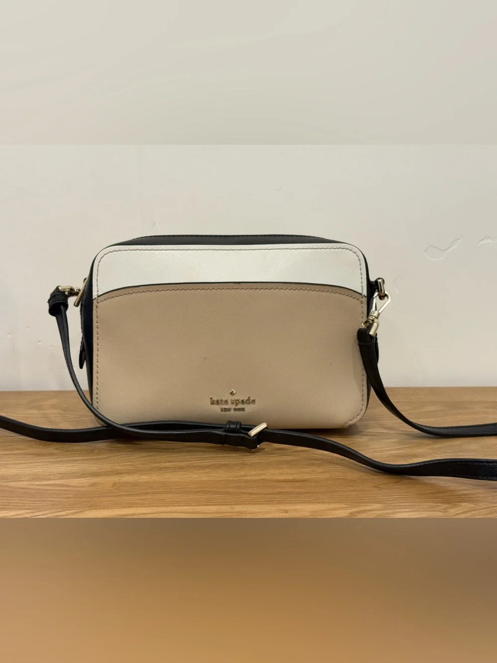 kate spade Beige, White and Black Colorblock Crossbody